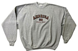 Hanes USA Womens Sweatshirt America 2XL Crewneck Wheaton American Flag Patriotic - $15.79