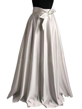 White Maxi Satin Skirt Outfit Women Custom Plus Size Maxi Satin Formal Skirt image 6