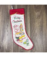 Vintage Handmade Cloth Fabric Christmas Holiday Stocking - $15.99