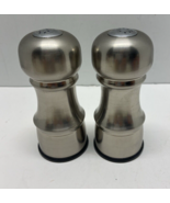 Salt and Pepper Stainless Steel Silver Chrome Metal Shakers Stoppers Dec... - $10.84