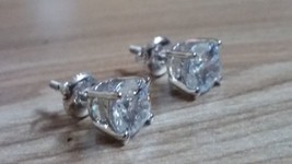 3 CT Real Round Cut Moissanite Stud Earrings White Gold Plated Silver Certified - £44.13 GBP