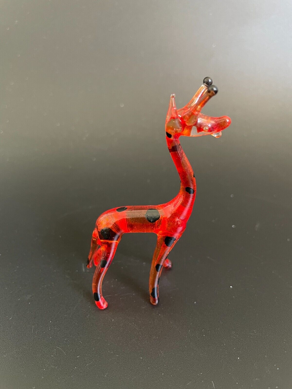 Primary image for Vintage Blown Art Glass Orange Giraffe Sculpture Painted Figurine Miniature