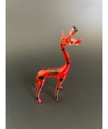 Vintage Blown Art Glass Orange Giraffe Sculpture Painted Figurine Miniature - £15.71 GBP
