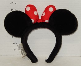 Disney Minnie Mouse Ears Head band black Red bow - $14.80