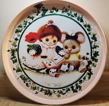 1983 Barbi Sargent Enesco Tin Serving Tray Reading A Book Poppyseed Coll... - $31.49