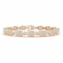 ANGARA Oval Opal Stackable Bracelet with Diamonds in 14K Gold (AA, Size-7x5) - $2,546.10