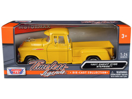 1957 Chevrolet 3100 Stepside Pickup Truck Yellow &quot;Timeless Legends&quot; Series 1/24  - £33.38 GBP