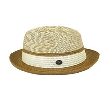 Men's Bently Semi Crushable Fedora Briad Straw Hat Dante DA224 Ivory Cognac image 4