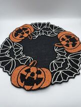 Halloween Pumpkin and Bats Fabric Beads Placemat 15x15 in Bs274 - $0.97