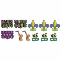 Mardi Gras 10 Mini Cutouts 4 to 7 inch Cutouts Paper Decorations - £3.47 GBP