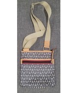 Tommy Hilfiger Purse Crossbody Small Blue &amp; Beige TH Monogram Print - $16.78