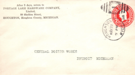 Houghton Michigan Portake Lake Hardware Company Postal Cover - $17.67