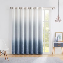 Ombre Semi Sheer Window Door Curtain, Cream White To Indigo Blue,, 1 Panel. - £47.39 GBP