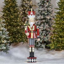 Zaer Ltd. 5Ft. Tall Metal Nutcracker Decoration with LED Lights (Candy Cane Nutc - £439.60 GBP+