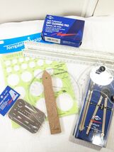 Vintage Alvin Drafting set lot Drawing architect ruler protractor combo ... - $25.00