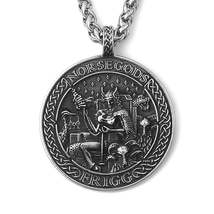 Norse Mythology Goddess Frigg Coin Necklace | Nordic Vegvisir Runic Compass Pend - £18.44 GBP