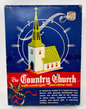Vintage 1970&#39;s Christmas Tin Country Church With Candle and Chime Bells - £27.93 GBP