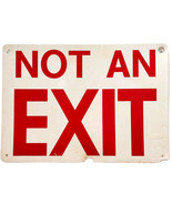 1980s Vintage Not An Exit Wall Sign Red White Collectible 14&quot; x 10&quot; DWJJ - $39.99