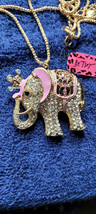 New Betsey Johnson Necklace Elephant Rhinestone Cute Collectible Decorative Nice - £11.98 GBP