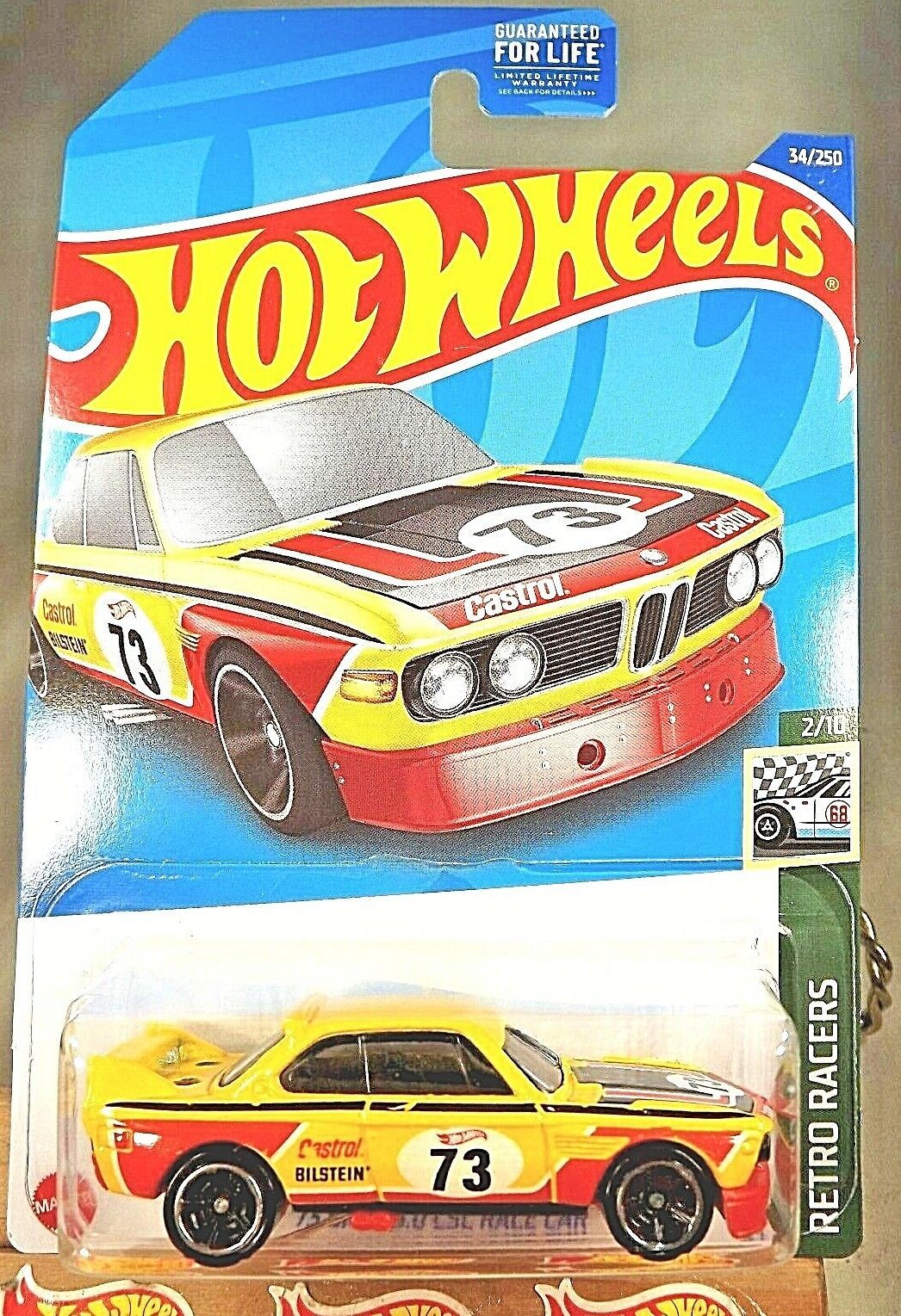 2022 Hot Wheels #34 Retro Racers 2/10 '73 BMW 3.0 CSL RACE CAR Yellow w/BlkMC5Sp