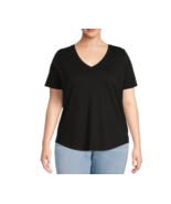 Women&#39;s Plus Size V Neck T-shirt BLACK Super Soft Curved Hem Terra &amp; Sky... - £7.95 GBP