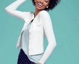 CAbi Sweater Style 5145 Medium White Fencing Cardigan Ribbed Front Metal... - $32.50