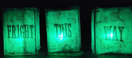 Haunted Living Fright This Way LED Luminary Light Up Lantern Bags 12&quot; 3 Pc. - £19.98 GBP