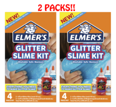 2 packs Elmer’s Colorful Slime Starter Kit Blue &amp; Red (mix =purple) Glitter Glue - £13.95 GBP