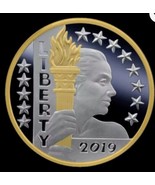 1 OZ SILVER 24K GOLD SELECT GILDED 2019 LIBERTY’S LIGHT  ART MEDAL gary ... - £95.21 GBP