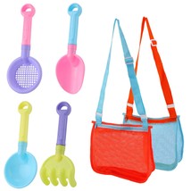 4Pcs Plastic Beach Shovel 2Pcs Mesh Sand Bag, Colorful Sand Shovel Toys, Plastic - £10.08 GBP
