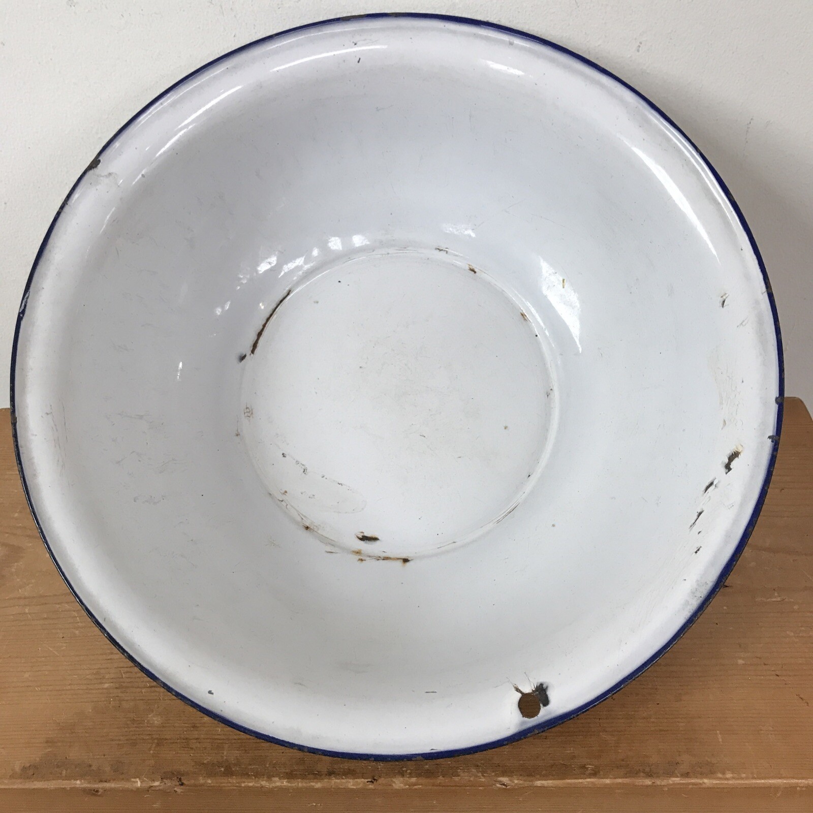 Vintage KER Sweden Enamelware White Black Enamel Wash Kitchen Basin Bowl... - £59.31 GBP