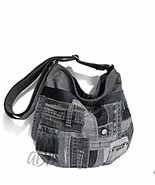 Upcycled Denim Crossbody Bag: Recycled Jeans Purse with Leather Detail - $2,392.43 MXN