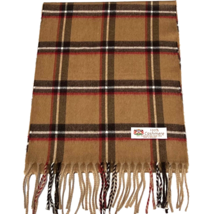 Winter Warm 100% Cashmere Scarf Wrap Made in England Plaid Camel Brown/Red #L101 - £7.58 GBP