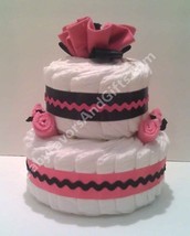 Hot Pink And Black Diaper Cake - £43.20 GBP