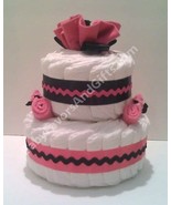 Hot Pink And Black Diaper Cake - £43.24 GBP