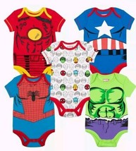 NIP Marvel Baby 5 Pack Bodysuits The Hulk Spiderman Iron Man &amp; Cap Ameri... - £46.98 GBP