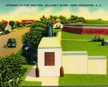 Vtg Linen Postcard - Entrance to Fort Moultrie - Sullivan&#39;s Island SC Un... - $8.86