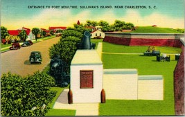 Vtg Linen Postcard - Entrance to Fort Moultrie - Sullivan&#39;s Island SC Unused Q17 - £6.96 GBP