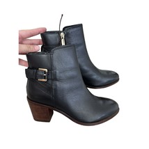 SAM EDELMAN Marlene Women&#39;s Black Boots Leather Block Heel Zipper Sz 6.5 - £30.90 GBP