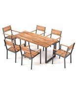 7 Piece Acacia Wood Patio Dining Set with Metal Frame - $535.00