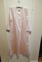 Vtg NATORI Saks Fifth Ave Pink Long Nightgown L? Satin Cotton Back Embro... - $37.62