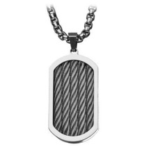 INOX Stainless Steel Three Cable Dog Tag Pendant - £30.30 GBP