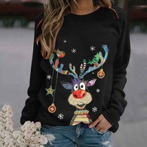 Fitshinling Funny Cut Christmas Sweatshirt Women Fashion New Winter Ugly Tops Ca - $60.70
