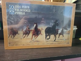 New Sealed FX Schmid 1500 Piece Puzzle Wild horses Horse Black Mesa Vintage 1995 - $18.69