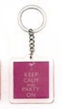 Lesser &amp; Pavey Keep Calm And Carry Party On Pink Keyring - £2.50 GBP