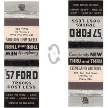 Vtg Matchbook Cover Cleveland Motors Crowley LA 1957 Ford cars Lion back striker - £11.60 GBP