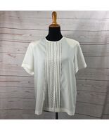 Talbots Petite Short Sleeve White Blouse Size 14P Vintage - $5.93