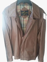 Vintage 70&#39;s Men&#39;s Leather Jacket  SZ 44 Plaid Liner Fight Club Brown - £27.94 GBP