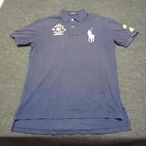 Polo Ralph Lauren Shirt Men Medium Blue Yacht Club 2 BIG Pony Golf Golfer - £36.41 GBP