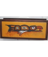 Raven Bird  Fused Art Glass Wood Treasure Box Jewelry Tea Bags Ecuador - £35.00 GBP